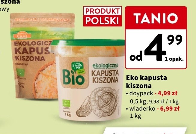 Kapusta kiszona bio Z sadów i pól promocja w Intermarche