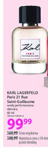 Woda perfumowana Karl lagerfeld 21 rue saint-guillaume promocja w Hebe