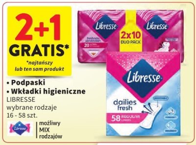 Podpaski / wkładki higieniczne Libresse wybrane rodzaje 16 - 58 szt. promocja w Intermarche