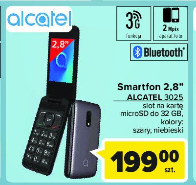 Telefon 3025 niebieski Alcatel promocja