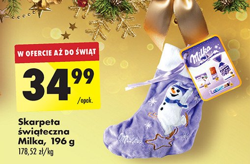 Skarpeta świąteczna ze słodyczami Milka promocja w Biedronka