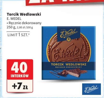 Torcik Wedlowski ręcznie dekorowany 250 g E. Wedel promocja w Intermarche