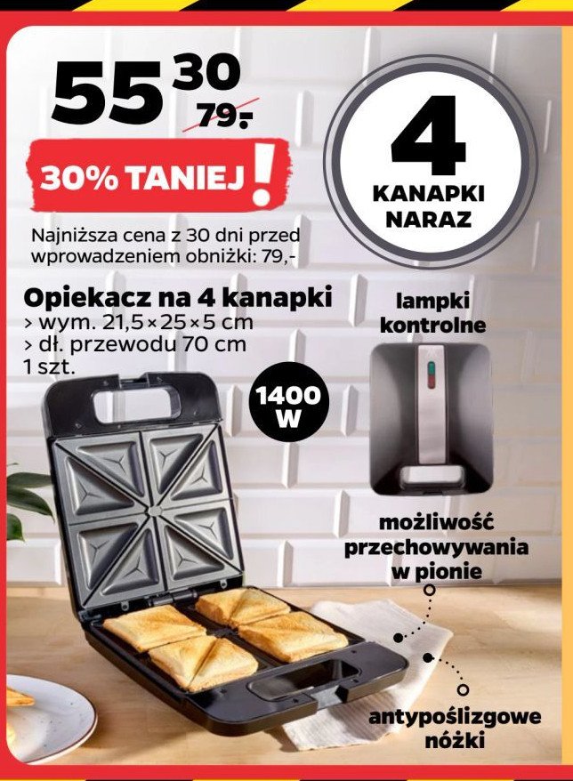 Opiekacz do kanapek 1400w promocja w Netto