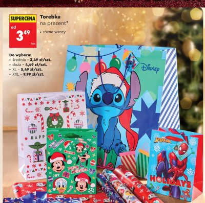 Torebka na prezent różne wzory - rozmiar średni promocja w Biedronka