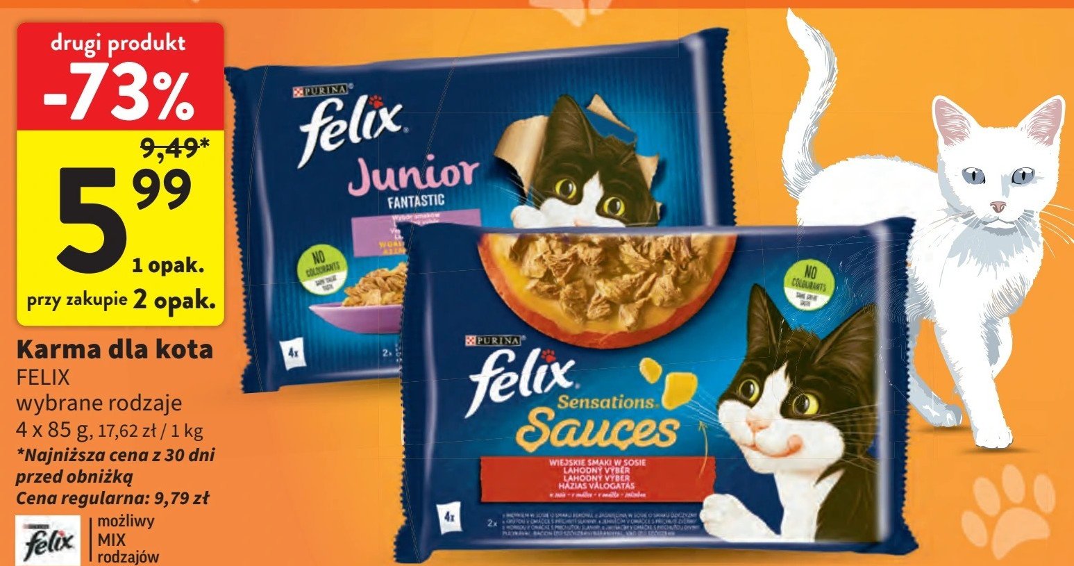 Karma dla kota kurczak + łosoś Purina felix junior promocja