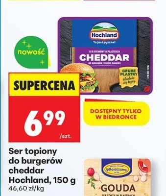 Ser topiony do burgerów cheddar, 150 g promocja w Biedronka