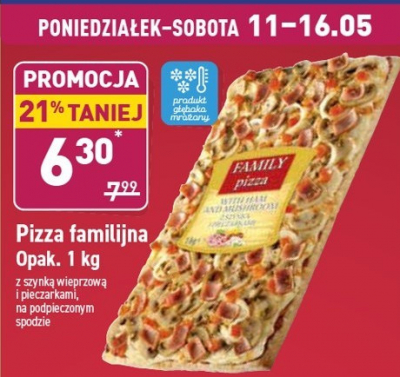 Pizza familijna z szynką wieprzową i pieczarkami promocja