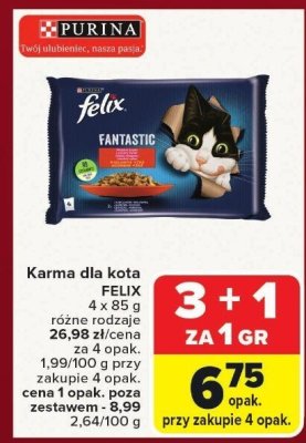 Karma dla kota FELIX Fantastic różne rodzaje promocja w Carrefour Market