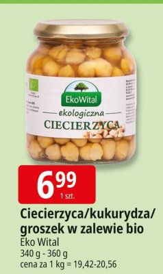 Ciecierzyca/kukurydza/groszek w zalewie bio Eko Wital promocja w Leclerc