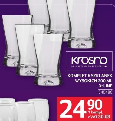 Komplet 6 szklanek wysokich 200 ml X-Line Krosno promocja w Selgros
