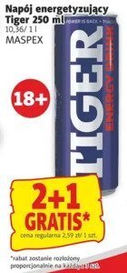 Napój energetyzujący Tiger 250 ml MASPEX promocja w Prim Market
