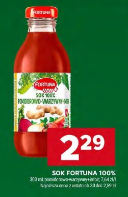 Sok Fortuna 100% pomidorowo-warzywny+imbir promocja w Stokrotka