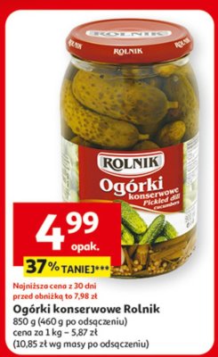 Ogórki konserwowe Rolnik 850g (460g po odcedzeniu) promocja w Auchan