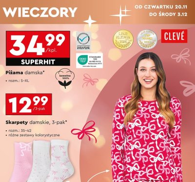Piżama damska CLEVÉ promocja w Biedronka