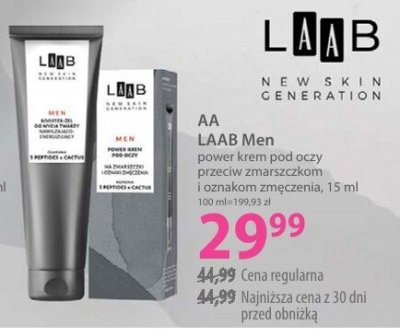 Krem LAAB Men power krem pod oczy przeciw zmarszczkom i oznakom zmęczenia, 15 ml promocja w Hebe