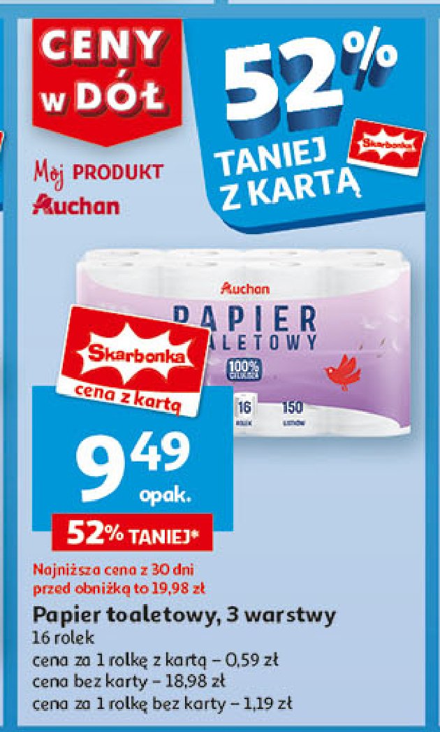 Papier toaletowy biały Auchan promocja