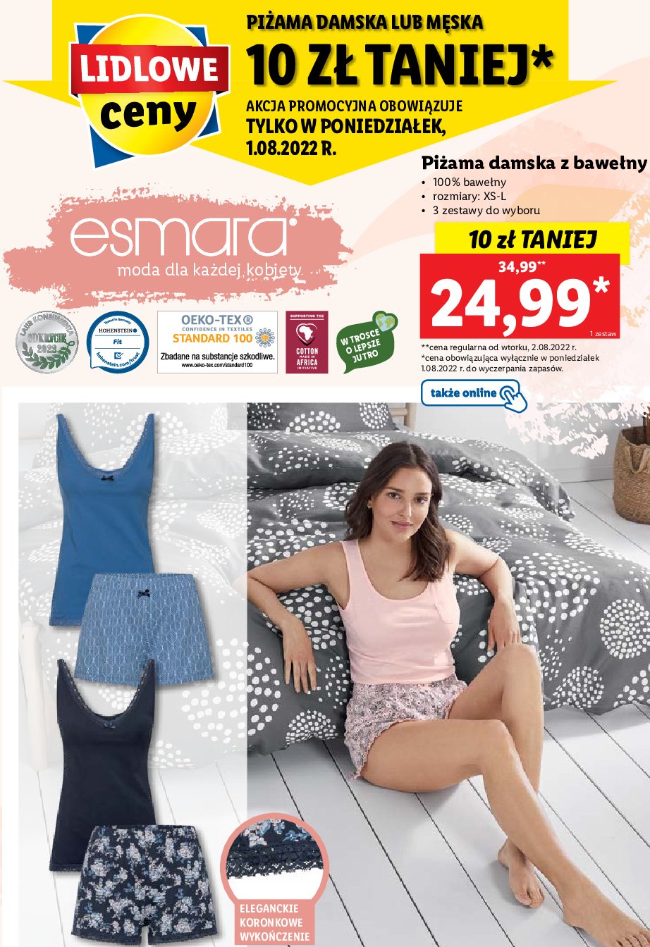Piżama damska xs-l Esmara promocja
