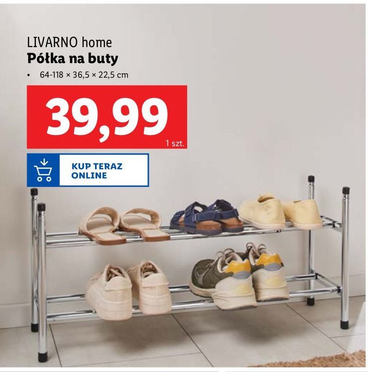 Półka na buty 64-118 x 36.5 x 22.5 cm LIVARNO HOME promocja