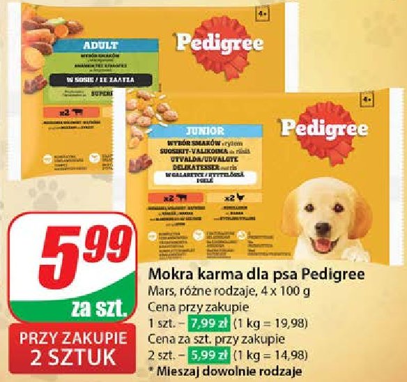 Karma dla psa wyb贸r smak贸w z warzywami w sosie Pedigree promocja