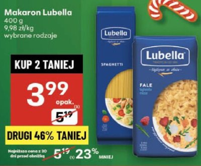 Makaron Lubella 400g wybrane rodzaje promocja w Delikatesy Centrum
