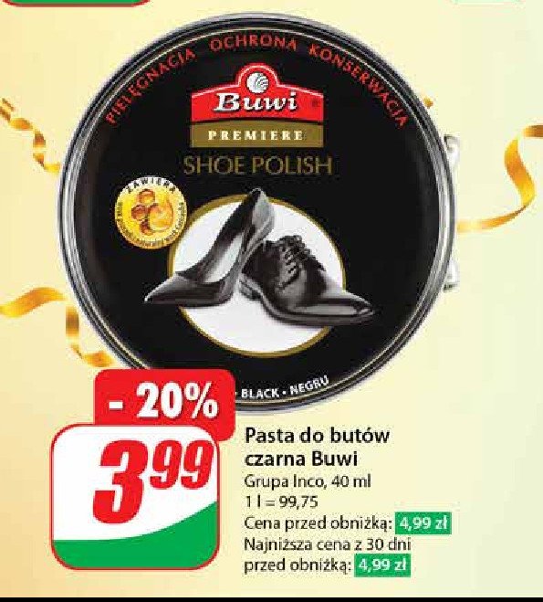 Pasta do butów czarna Buwi promocja