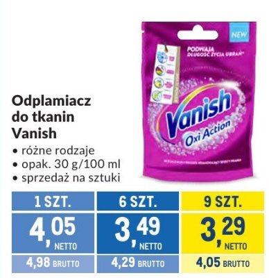 Odplamiacze do tkanin Vanish różne rodzaje promocja w Makro