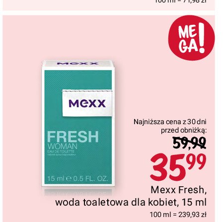 Woda toaletowa MEXX FRESH WOMAN promocja