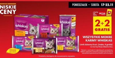 Karma dla kotów Whiskas mokre wszystkie rodzaje promocja w Biedronka