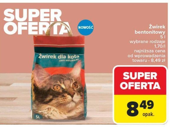 Żwirek dla kota betonitowy promocja w Carrefour