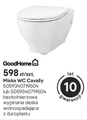 Miska WC Cavally GoodHome bezkołnierzowa wypinana deska wolnoopadająca z duroplastu promocja w Castorama