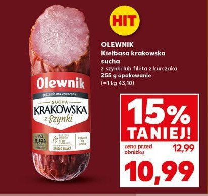 Kie艂basa krakowska sucha z szynki Olewnik promocja