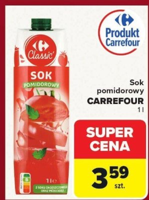 Sok pomidorowy Carrefour 1l promocja w Carrefour
