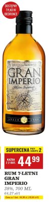 Rum 7-letni Gran Imperio 38% 700 ml promocja w Biedronka