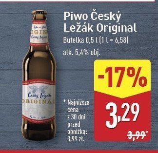 Piwo TENCZYN CESKY LEZAK promocja w Aldi