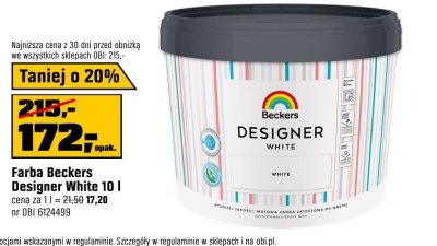 Farba Beckers Designer White 10 l promocja w OBI