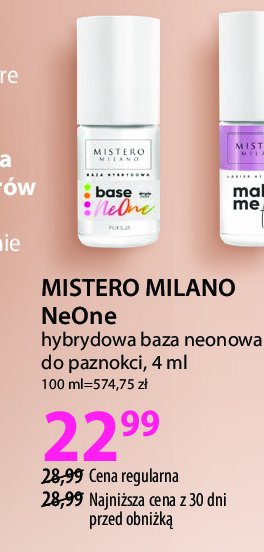 Baza neonowa MISTERO MILANO promocja w Hebe