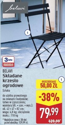 Krzesło ogrodowe składane BELAVI promocja