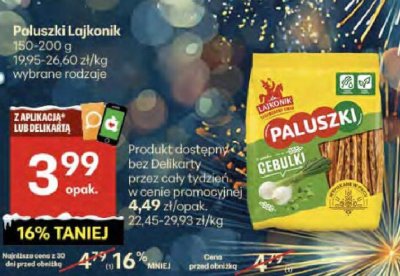 Paluszki Lajkonik Cebulki promocja w Delikatesy Centrum