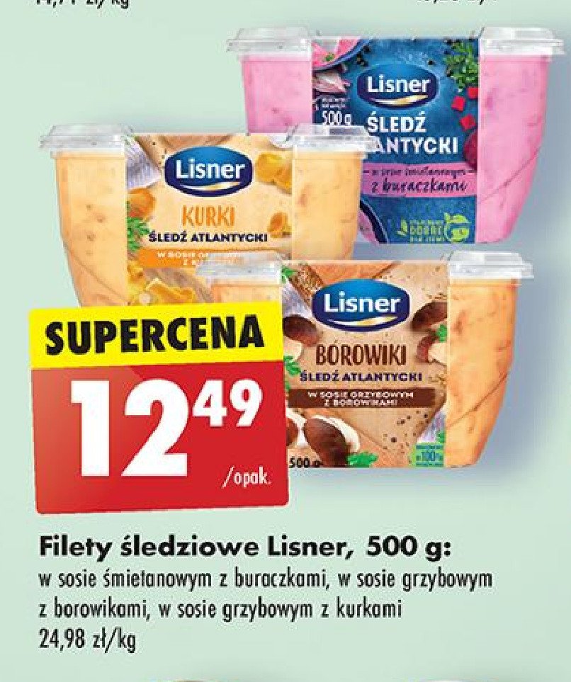 Śledź atlantycki w sosie grzybowym z kurkami Lisner promocja w Biedronka