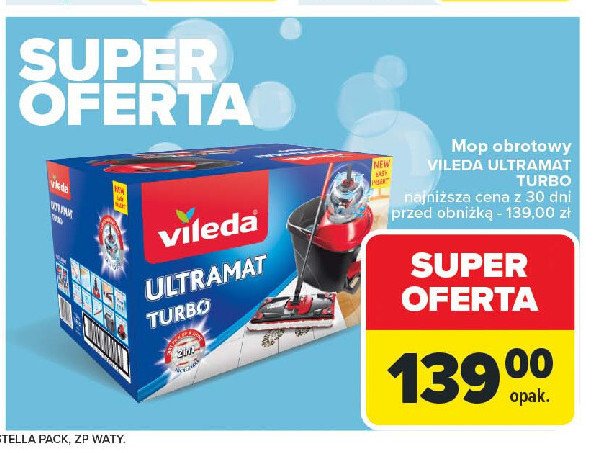 Zestaw ultramat turbo mop płaski + wiadro Vileda promocja w Carrefour