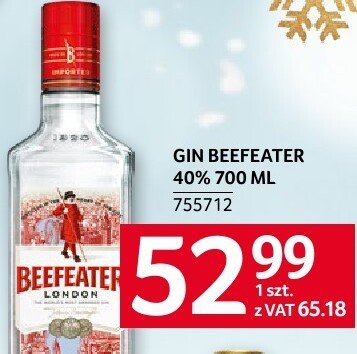 Gin Beefeater 40% 700 ml promocja w Selgros