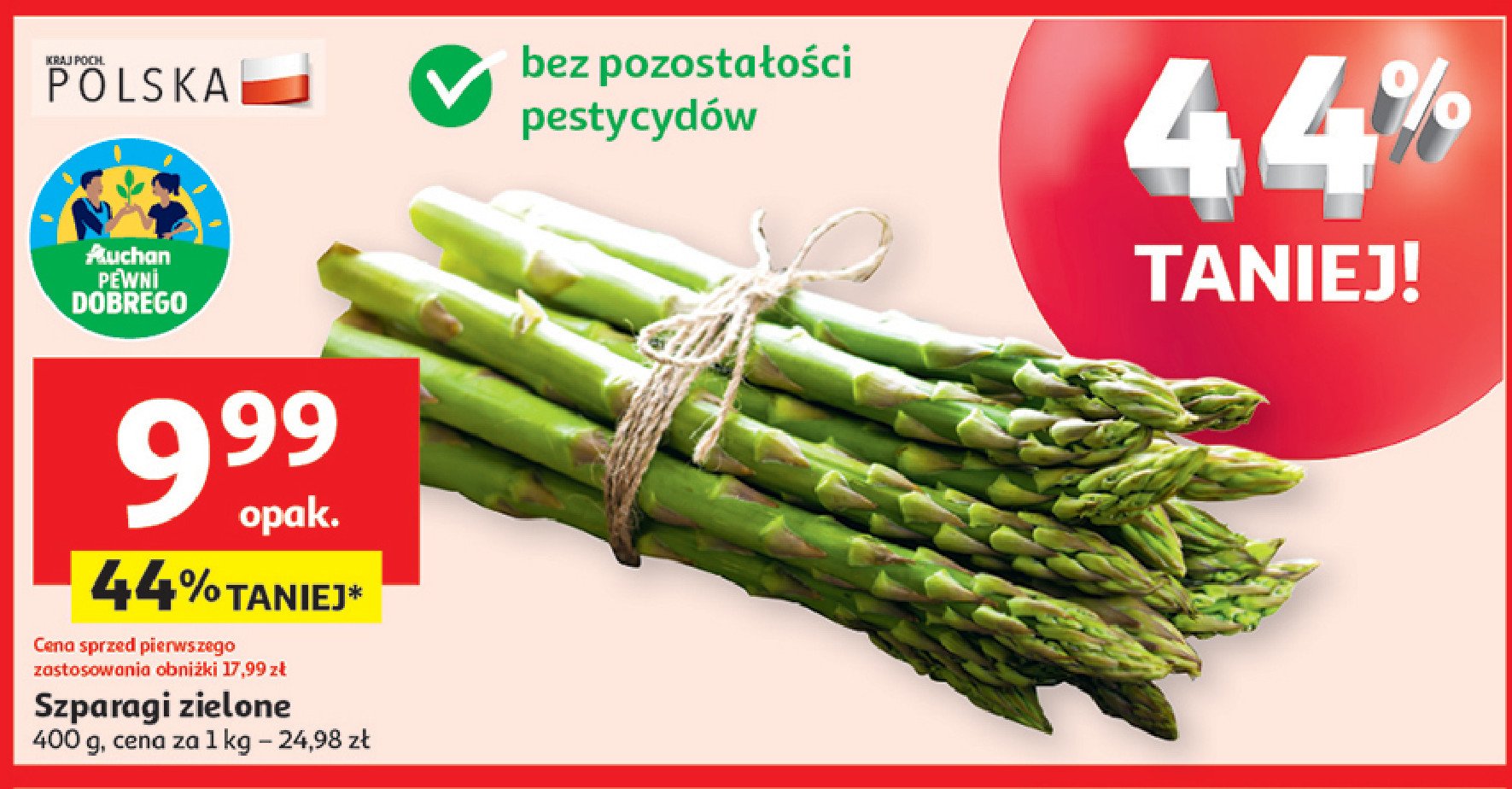Szparagi zielone Auchan pewni dobrego promocja w Auchan