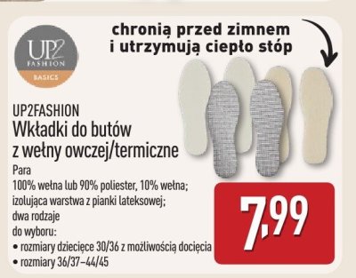 Wkładki do butów z wełny owczej/termiczne UP2FASHION promocja w Aldi