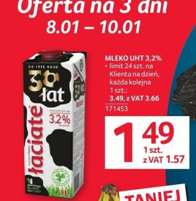 Mleko UHT 3,2% łaciate 1l promocja w Selgros