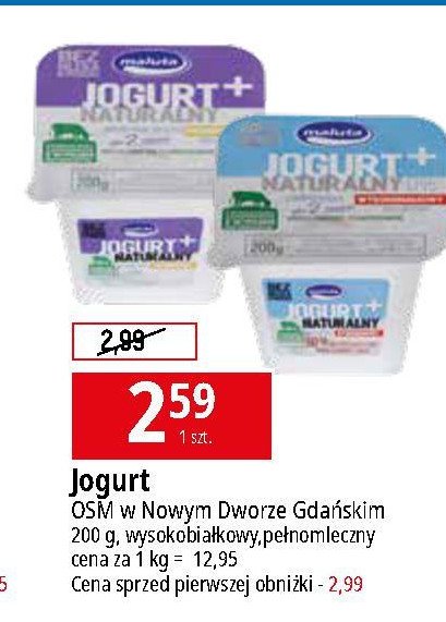 Jogurt naturalny bez laktozy Maluta promocja