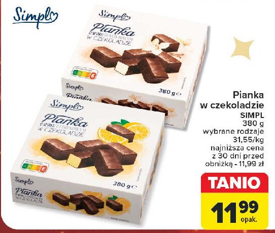 Pianka w czekoladzie waniliowa Simpl promocja w Carrefour Market