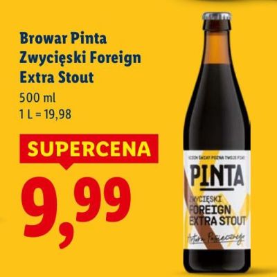 Piwo kraftowe Browar Pinta Zwycięski Foreign Extra Stout promocja w Lidl