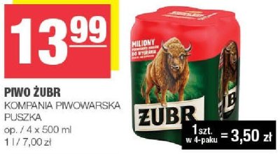 Piwo Żubr Kompania Piwowarska puszka promocja w SPAR
