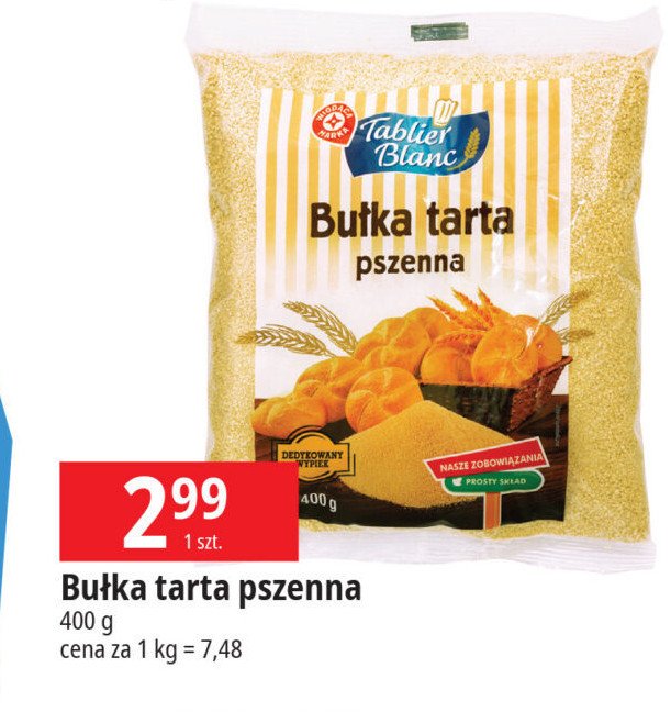 Bułka tarta pszenna Wiodąca marka tablier blanc promocja w Leclerc