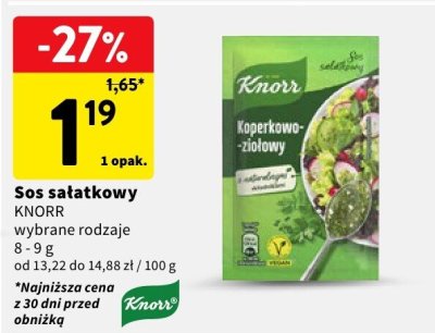 Sos sałatkowy KNORR promocja w Intermarche